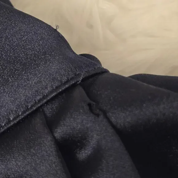 Women's Xscape Emery Satin Collar Long Sleeve Navy Dress W12 - Picture 6 of 7